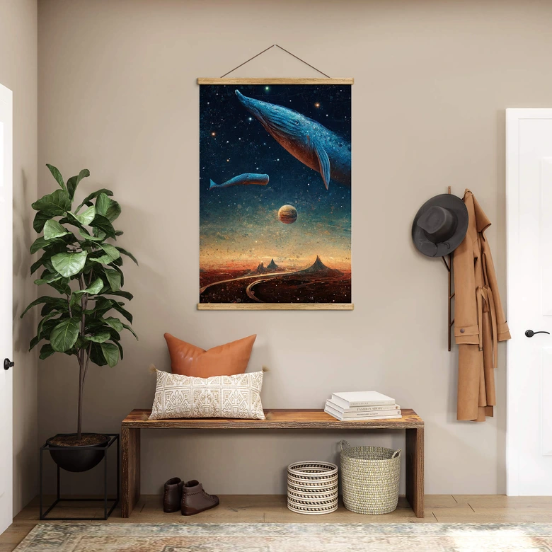 Stoffbild Heine - Zwei Wale im Weltall - Astro Cruise 
