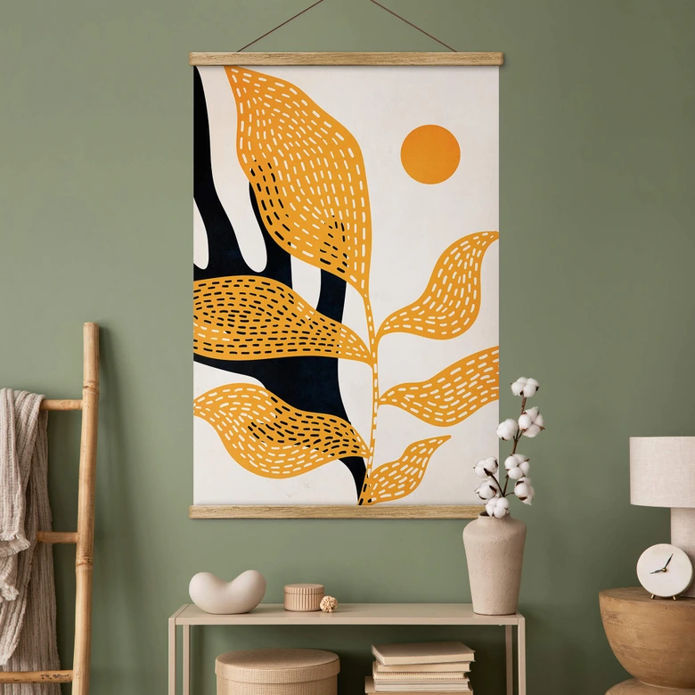 Textil poster Abstrakt växt i van Gogh-stil - Kubistika 