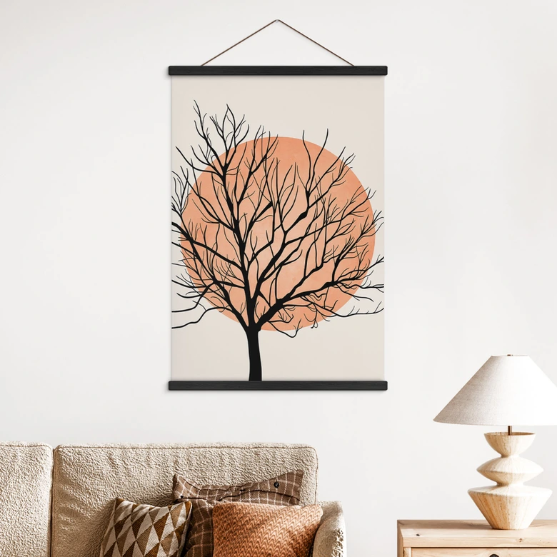 Stoffbild Apricotfarbene Sonne - Kubistika 