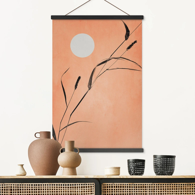 Textil poster vass i persikofärgat solsken - Kubistika 