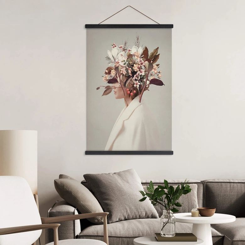 Affiche textile Moth - Beautiful Flower Lady 