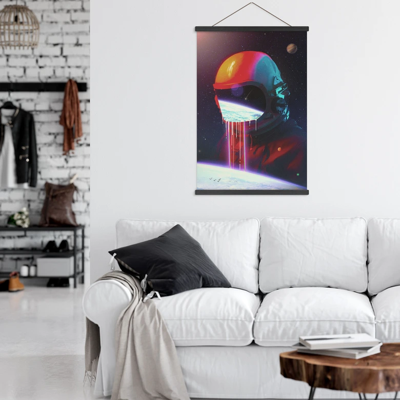 Stoffbild Astronaut mit Blick auf die Erde - Nicebleed 