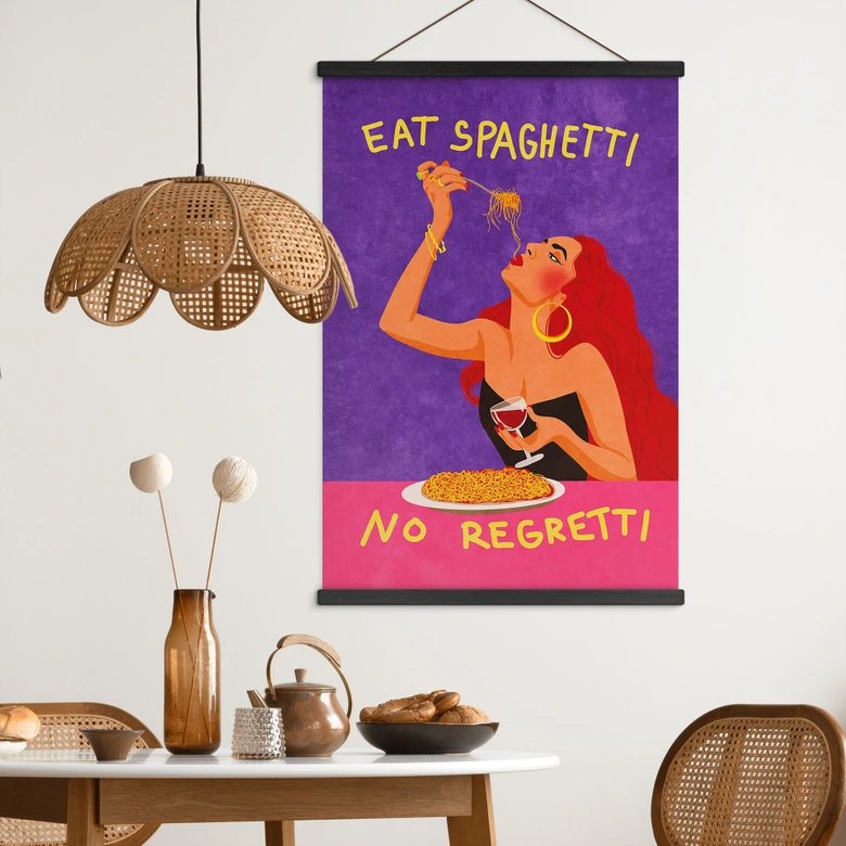 Stoffbild Spaghetti und Wein - Oltmanns - aus der Cosy Kollektion 