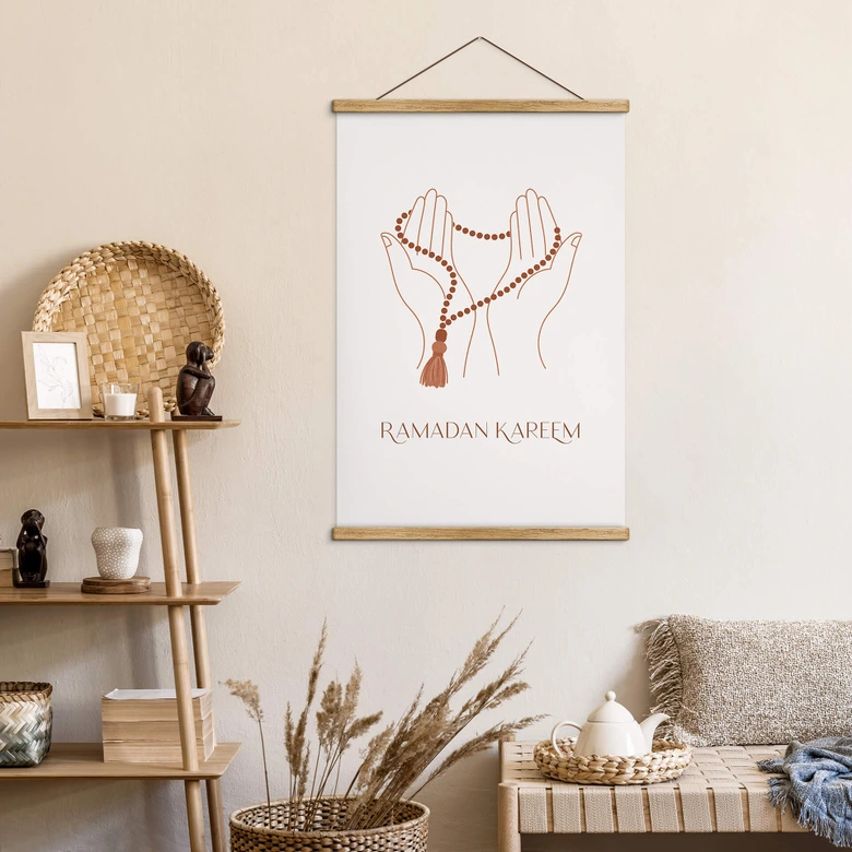 Textile poster Ramadan Kareem hands 