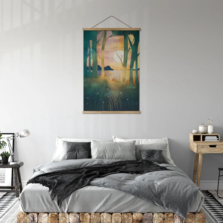 Stoffbild Waldzauber bei Sonnenuntergang - SpaceFrog Designs 