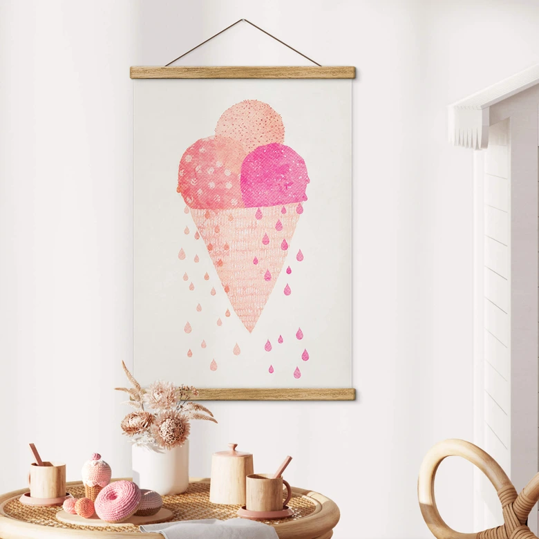 Stoffbild Treechild - Drei Eiskugeln im Sommer 