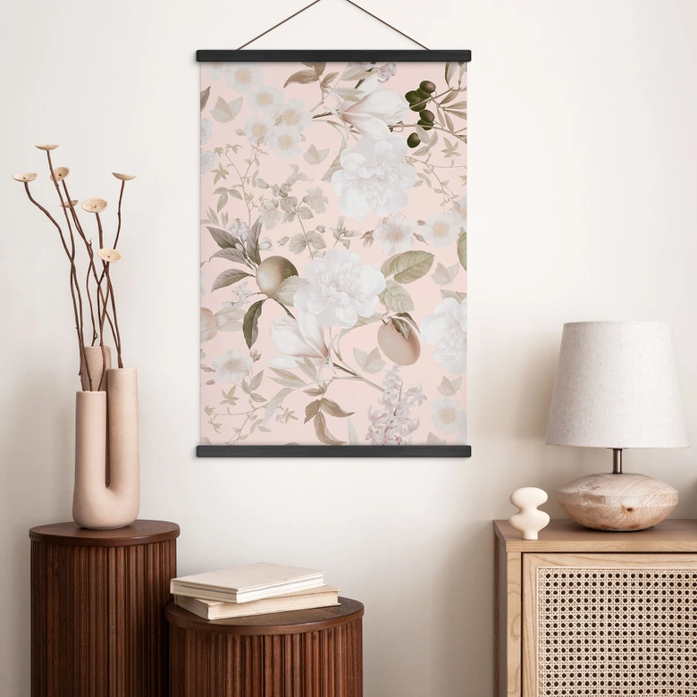 Póster de tela boho con flores y frutas - UN Designs 