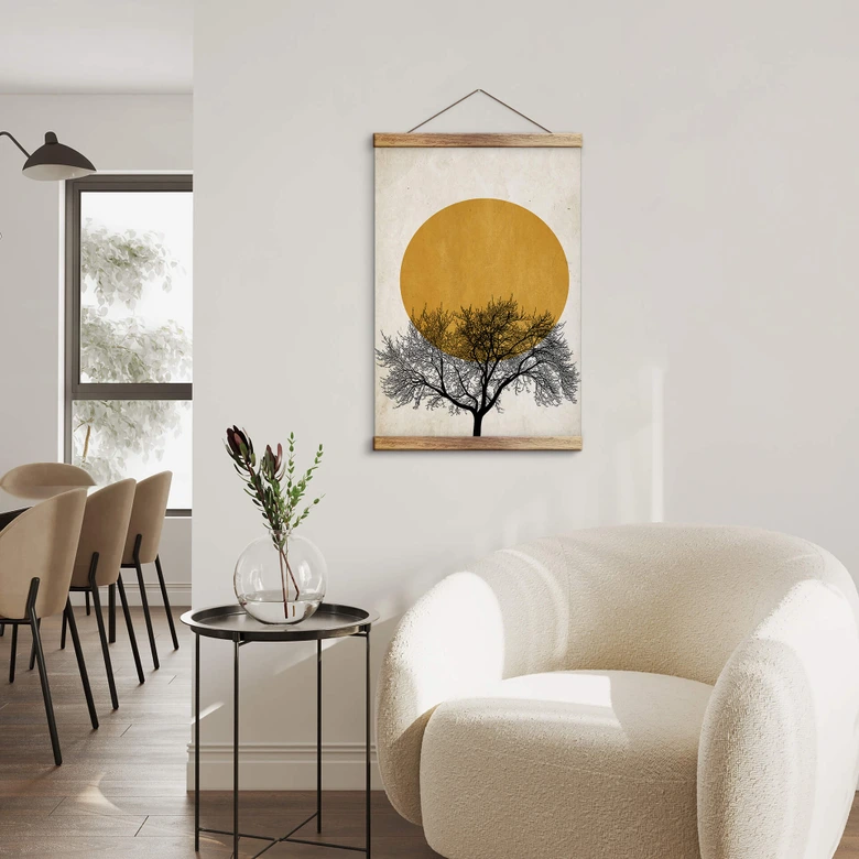 Lærred, Tekstil plakat til ophæng Kubistika - Vintermorgen 