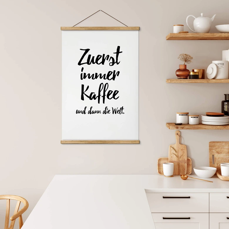 Stoffbild Zuerst immer Kaffee und dann die Welt 