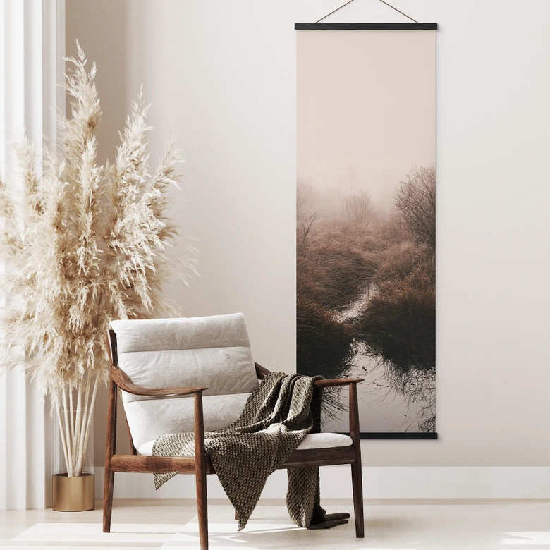 Textil poster Höstens stillhet vid flodstranden panorama - Annie 