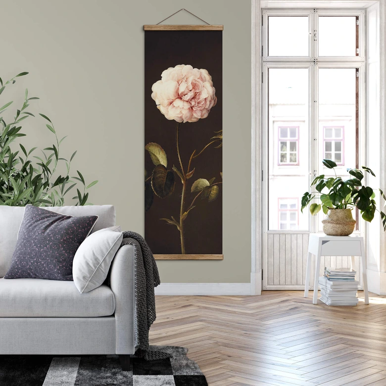 Stoffbild Dietzsch - Essig-Rose mit Hummel - Panorama 