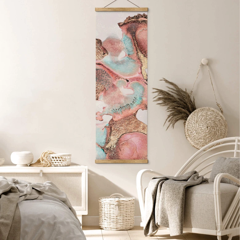 Stoffbild Fredriksson - Goldene Tinte mit Nuancen in Rosé - Panorama 