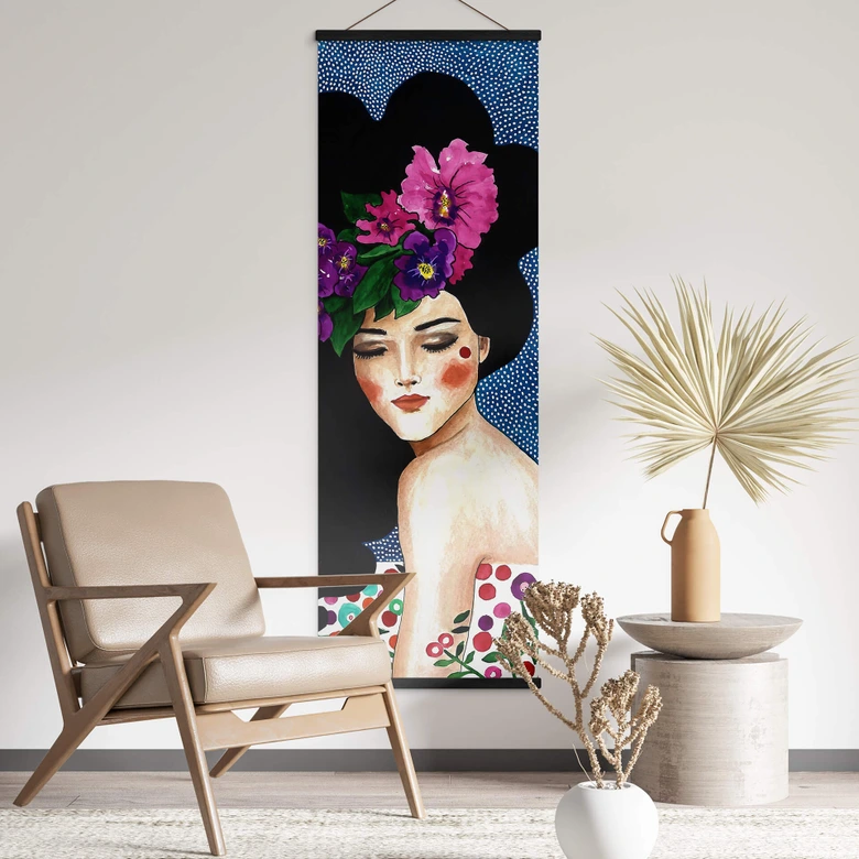 Póster de tela Retrato de mujer - Panorama del corazón susurrante - Hülya 