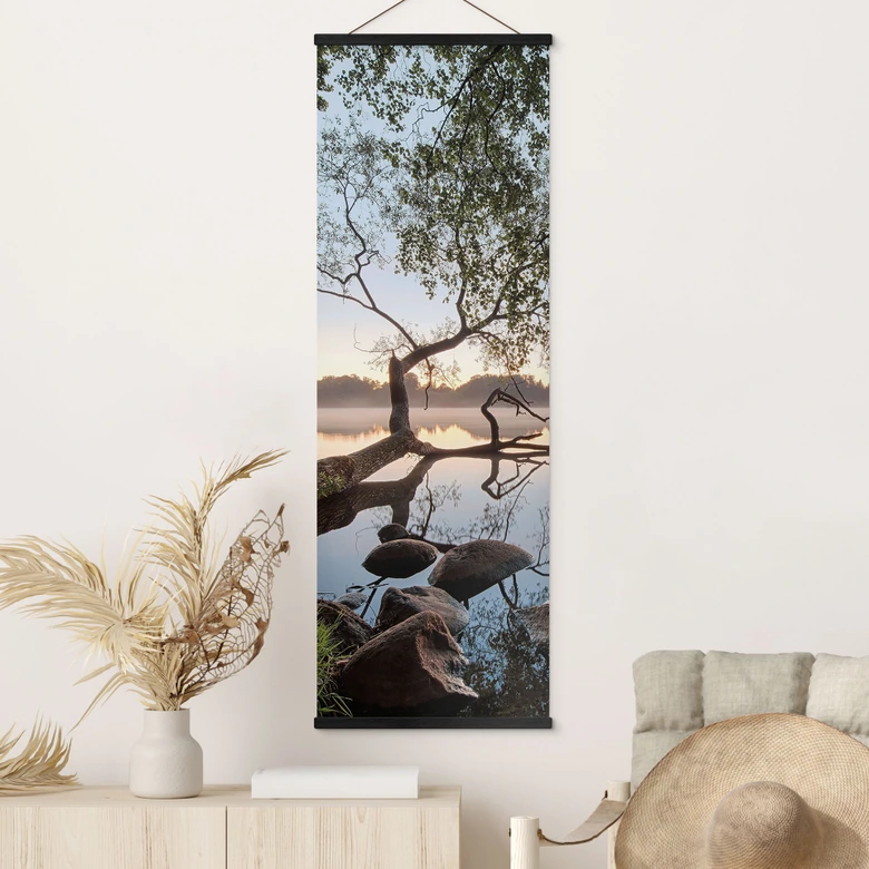 Póster de tela Vista del lago - Paisaje Panorama - Bodega 