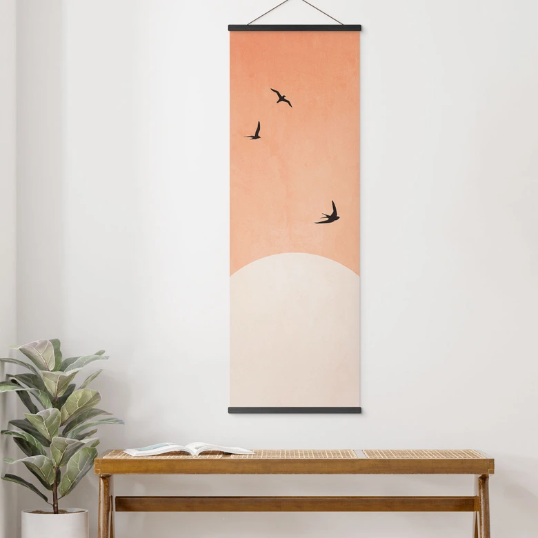 Tekstil plakat Abrikos solnedgang - Kubistika 