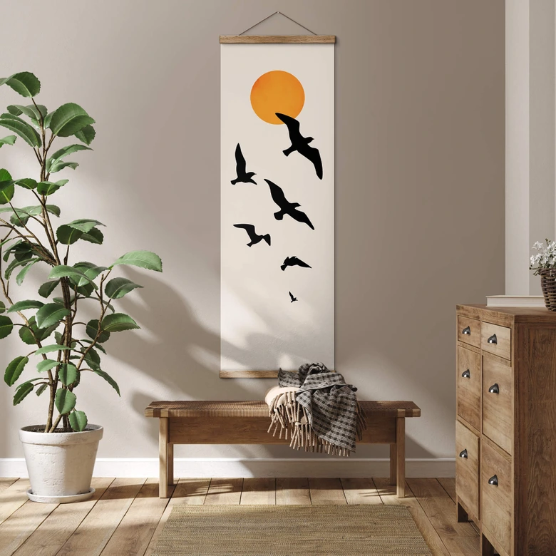 Tekstil plakat Kubistika - Traveling Birds 