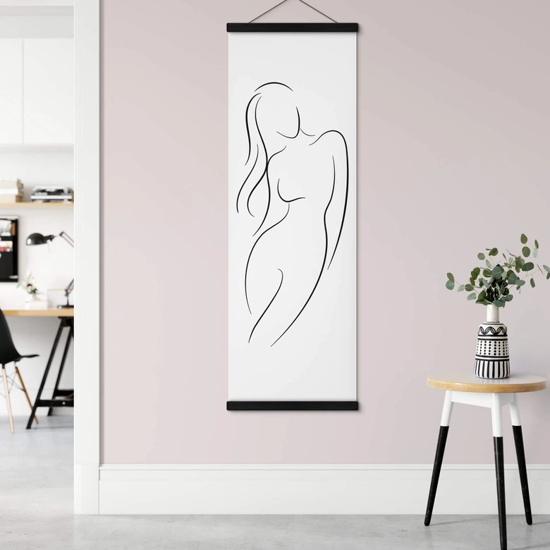 Lineart Textil poster - Silhuetten av en kvinna - Panorama 