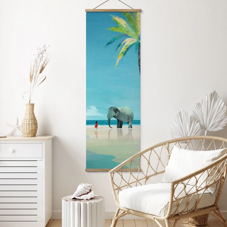 Stoffbild Elephant Beach in Indien - Rivers - Panorama 