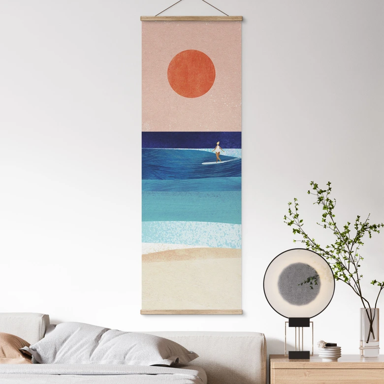 Obraz tkaniny Surferka o zachodzie słońca - Rivers - Panorama 