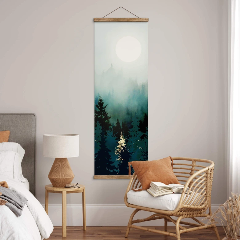 Stoffbild SpaceFrog Designs - Nebliger Wald - Panorama 