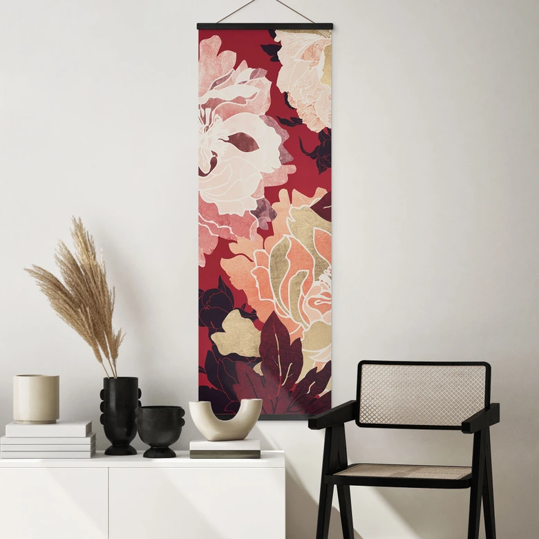 Stoffbild Pfingstrosen mit großen Blüten - SpaceFrog Designs - Panorama 