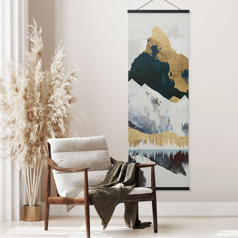Stoffbild Reflektion einer Winterlandschaft - SpaceFrog Designs - Panorama 