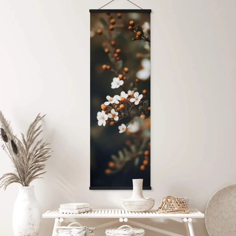 Póster de tela Treechild - Flores de otoño - Panorama 