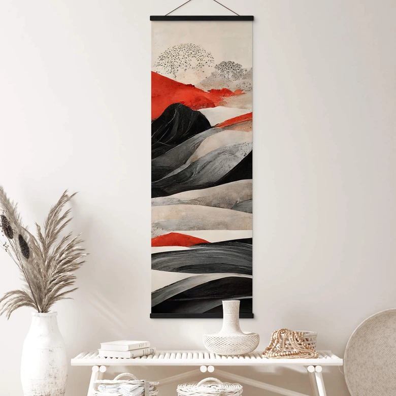 Textielposter Treechild - Red Mountains in Japan 