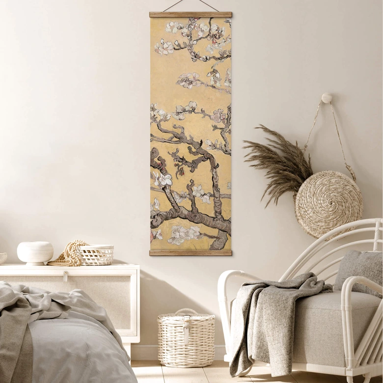 Textielposter van Gogh Amandelbloesem - crème 