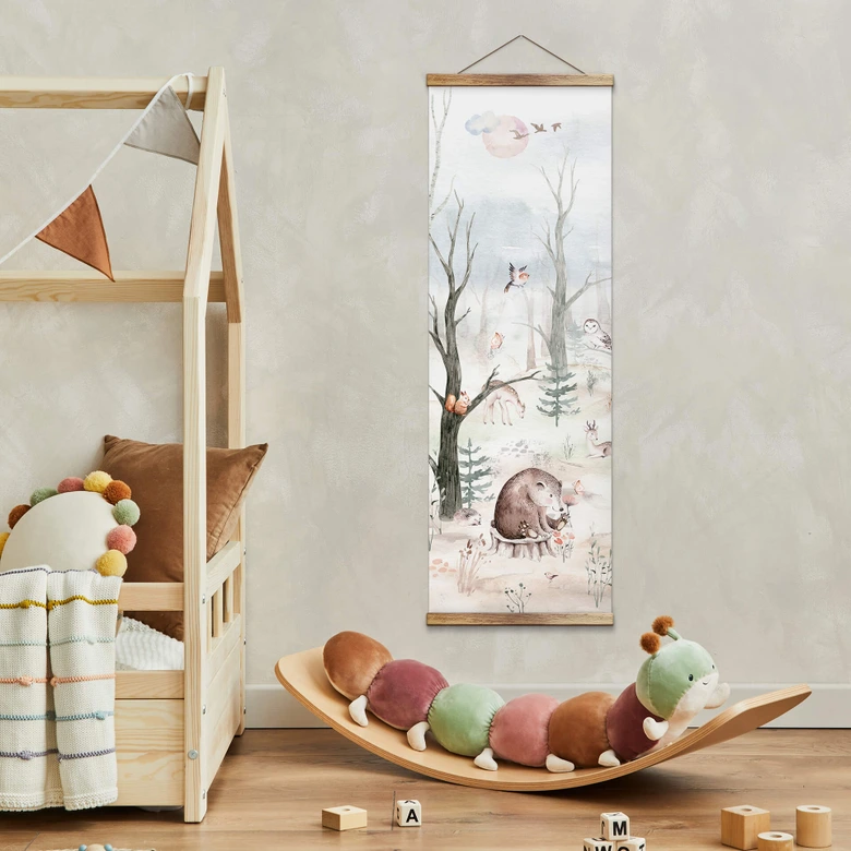 Textielposter Kvilis - Dierenvrienden in het Bos 