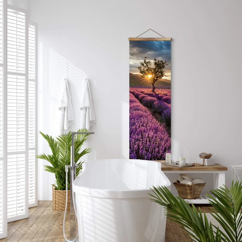 Póster de tela Flor de lavanda en Provenza - Panorama 