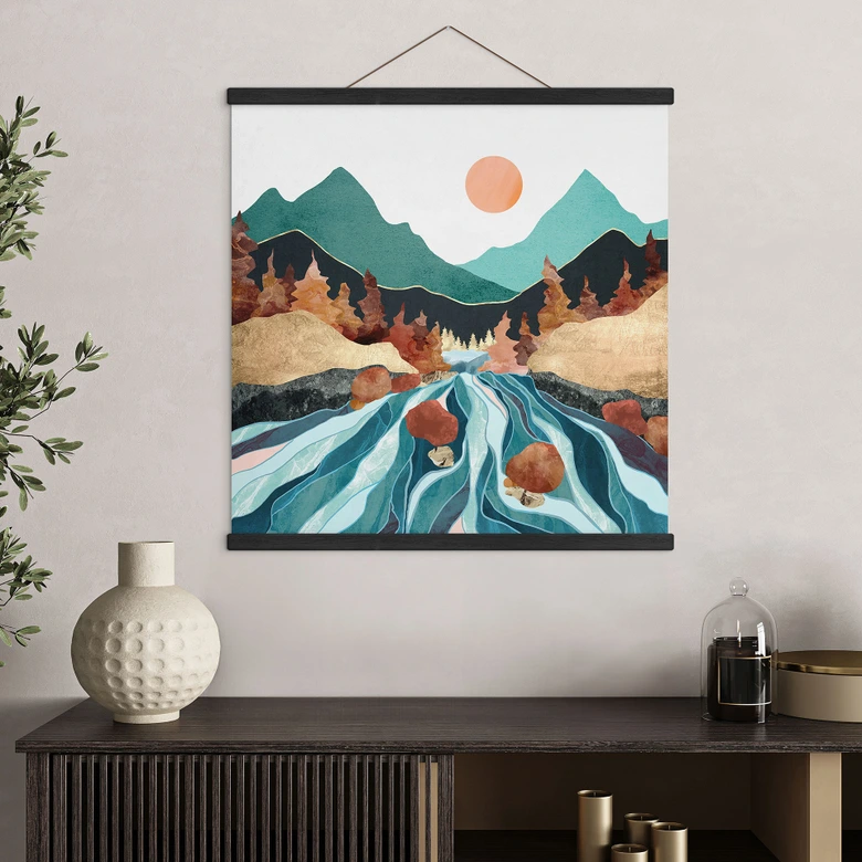 Stoffbild Berg Land Fluss - SpaceFrog Designs 