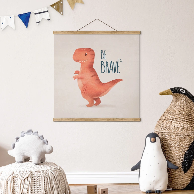 Affiche textile Dino Be Brave - T-Rex - Tunaboylu 