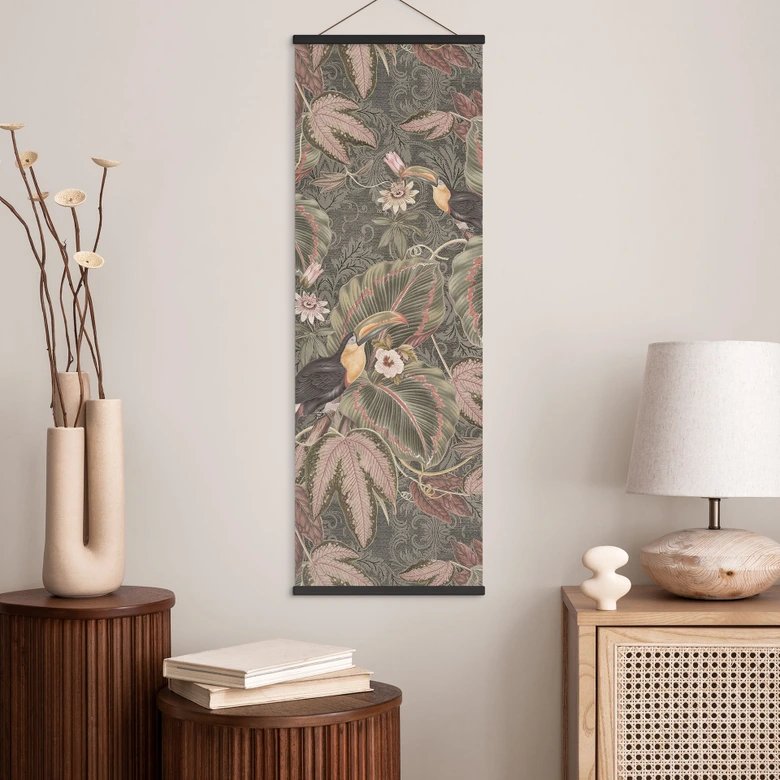 Stoffbild Tukan im Tropenwald - Bloomery Decor - Panorama 