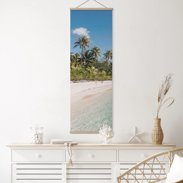 Affiche textile Plage de palmiers dans les mers du Sud - Colombo - Panorama 