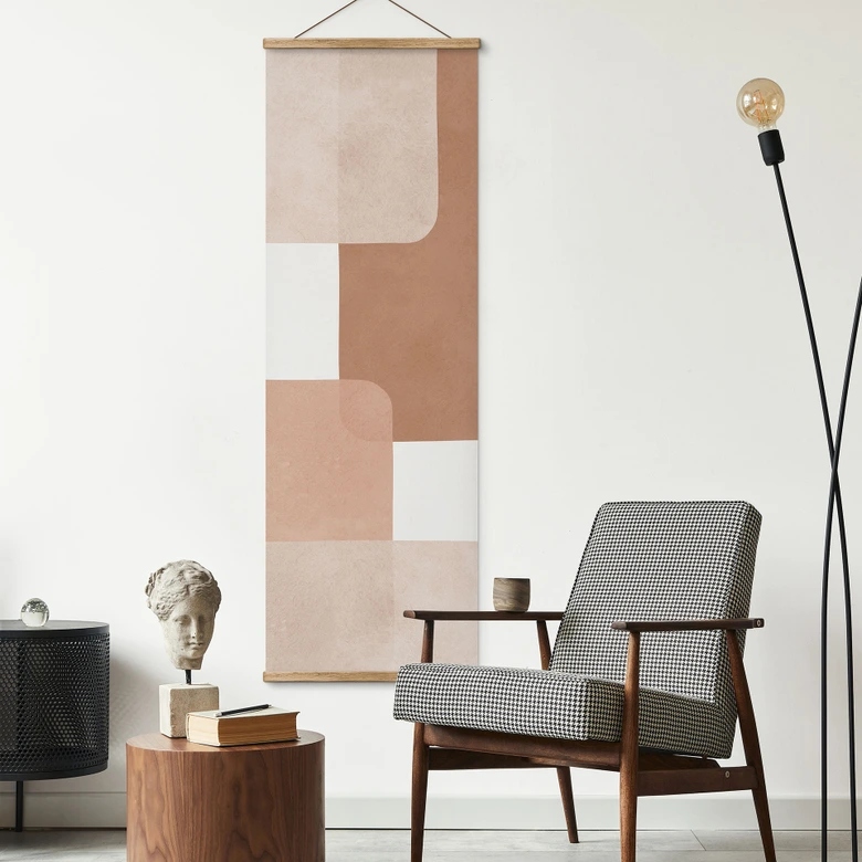 Textil poster Boho abstraktion i beige-brunt - Costa - Panorama 