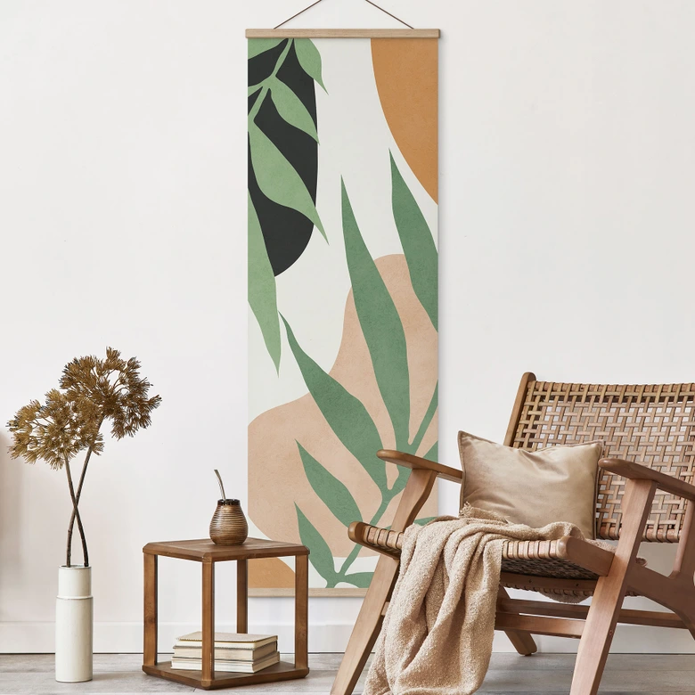 Stoffbild Grüne Zweige im Dschungel - Costa - Panorama 