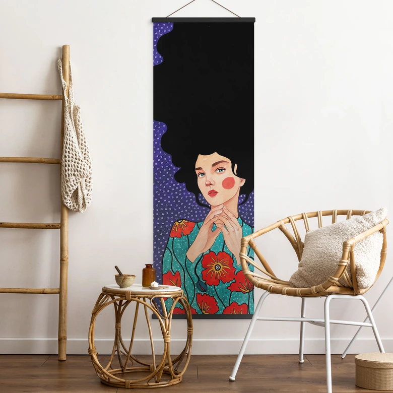 Obraz tkaniny Kobieta w sukience w maki - Hülya - Panorama 