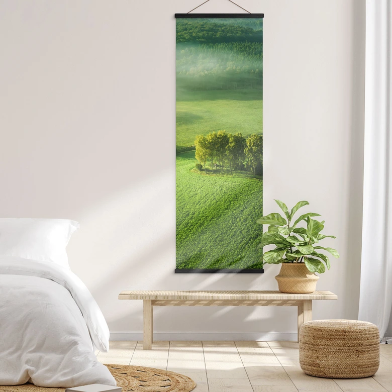 Obraz tkaniny Sielankowe pola we mgle - Keller - Panorama 