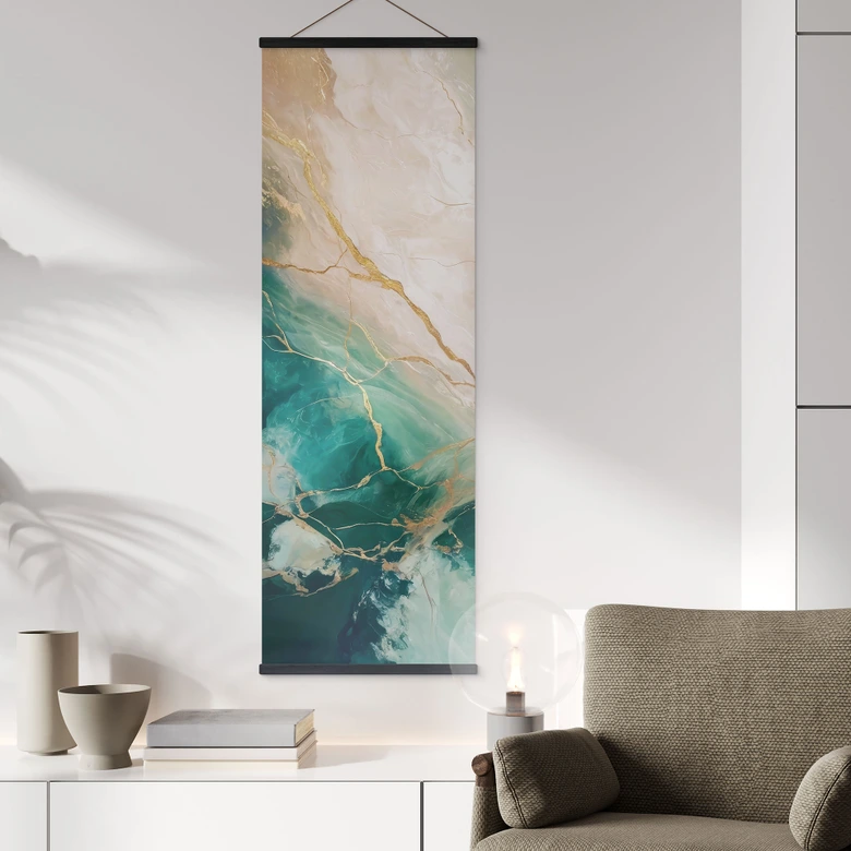 Póster de tela Elegance of the Ocean - Golden Currents - Taller Alpenglow - Panorama 