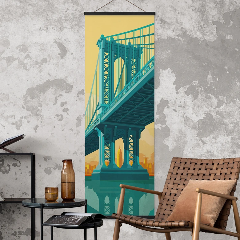 Stoffbild Stadtblick durch die Manhattan Bridge - Heemskerk - Panorama 