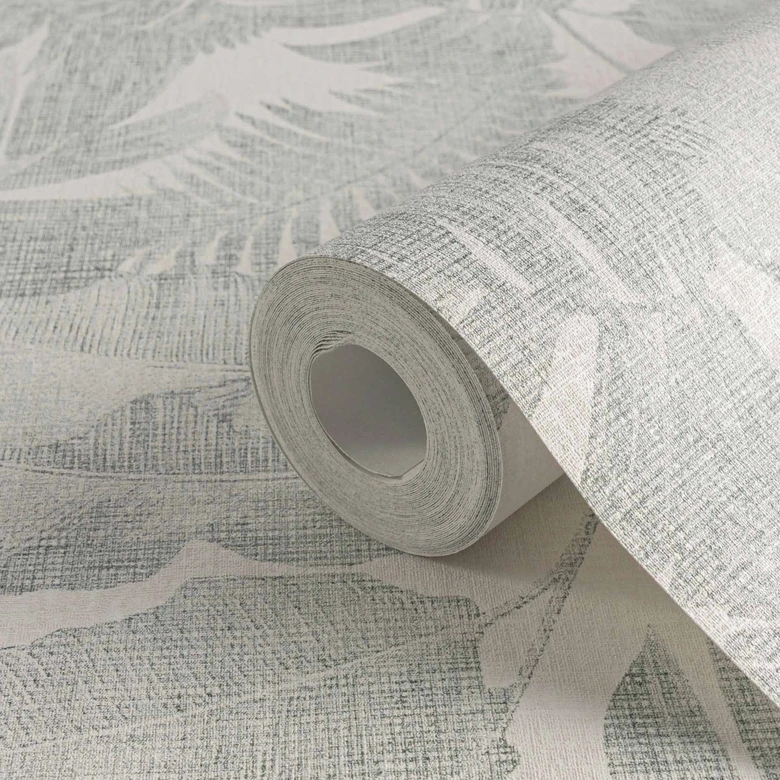 Livingwalls Papier peint intissé New Walls Cosy & Relax avec feuilles de palmier crème, beige, vert 