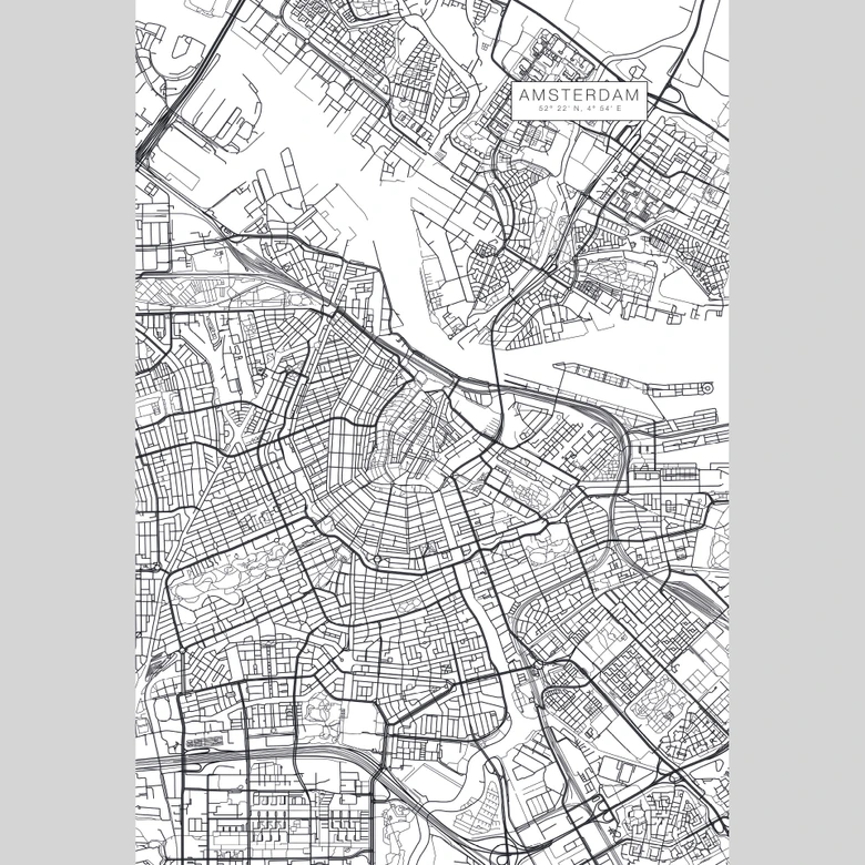 Wall Mural Map of Amsterdam 