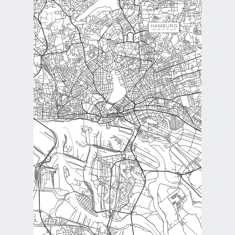 Fototapete Stadtplan Hamburg 