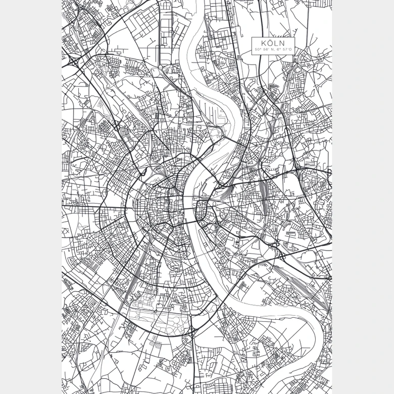 Fototapete Stadtplan Köln 