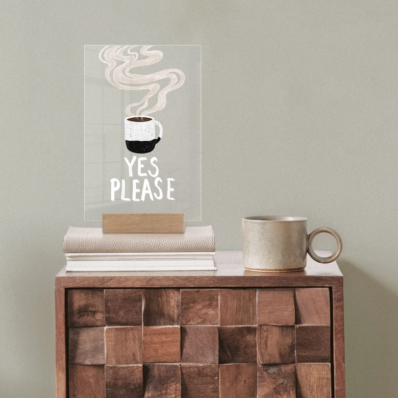 Tischaufsteller Heiße Tasse Kaffee am Morgen | Transparent - EMELIEmaria 