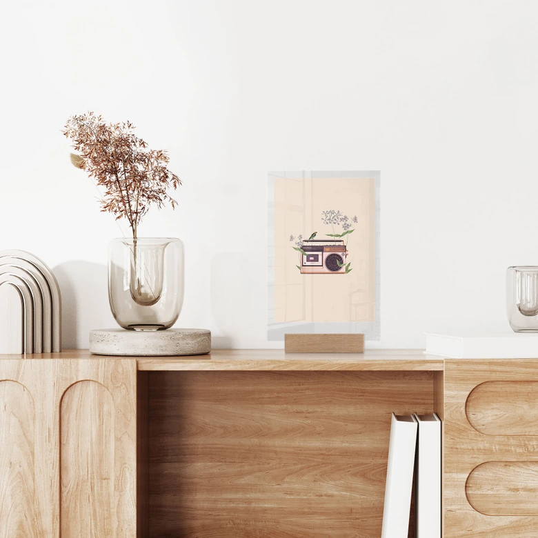 Tischaufsteller Retro Radio floral - Frida Floral Studio 