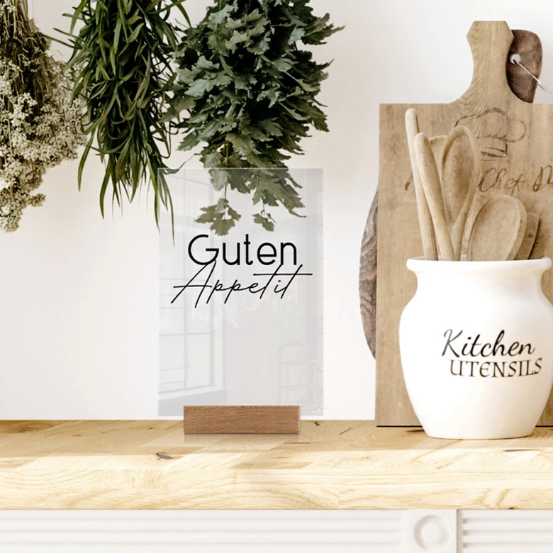 Tischaufsteller Guten Appetit - transparent 