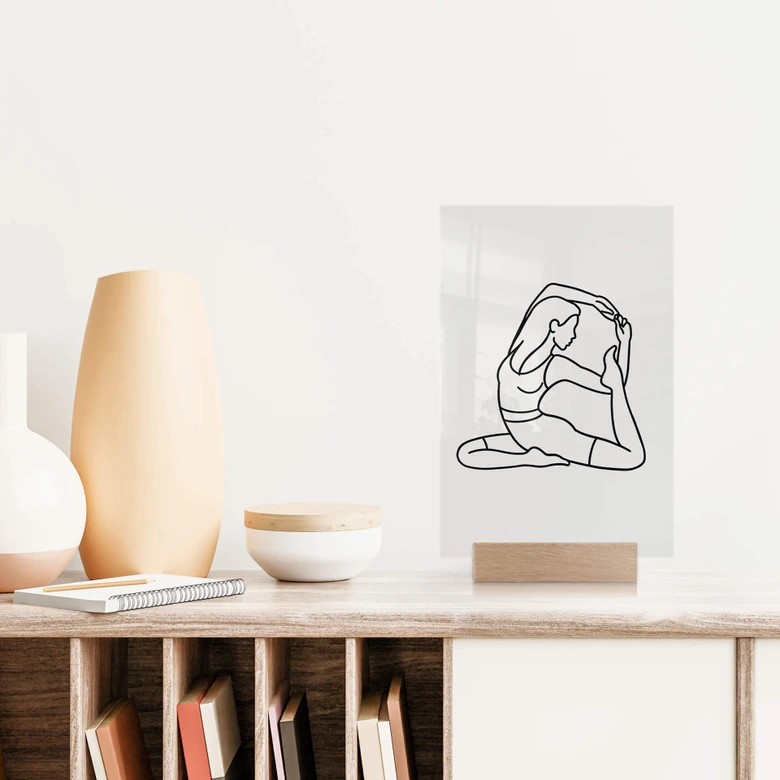 Bordskærm Yoga - Kongedue - Line Art 