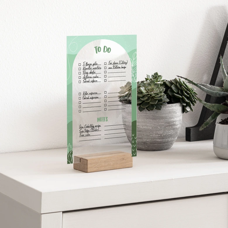 Tischaufsteller beschreibbar - To Do Liste - transparent 